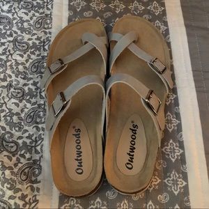 Birk Inspired Suede Toe Sandals : Gray